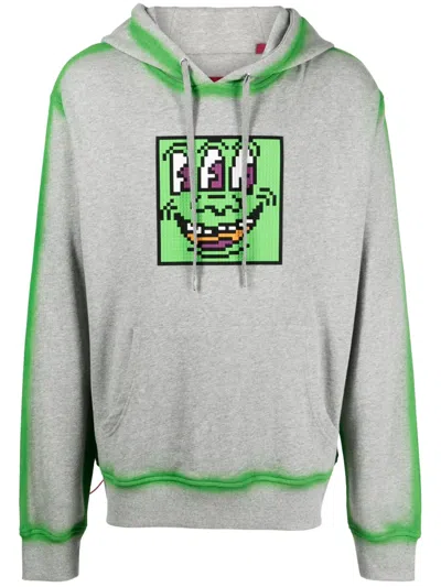 Mostly Heard Rarely Seen 8-bit Triple The Eyes Graphic-print Cotton Hoodie In Grey