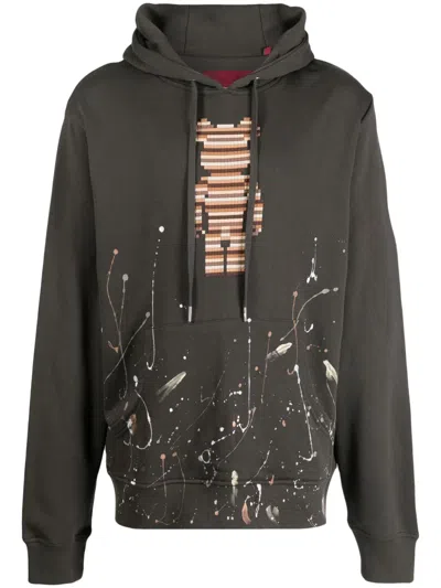 Mostly Heard Rarely Seen 8-bit Wood Bear Cotton Hoodie In Grey