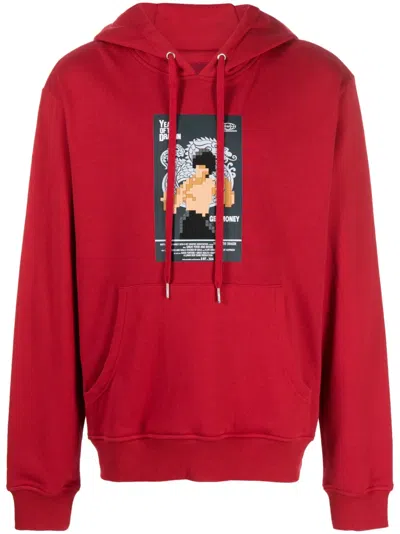 Mostly Heard Rarely Seen 8-bit Year Of The Dragon Cotton Hoodie In Red