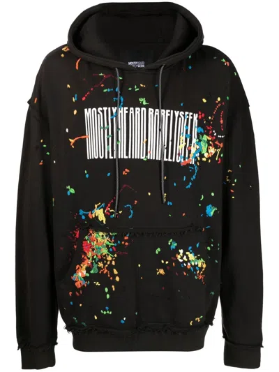 Mostly Heard Rarely Seen Barcode Cotton Hoodie In Black