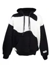 Mostly Heard Rarely Seen Cable-knit Panelled Hoodie In Black