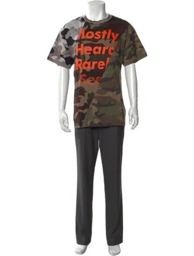 Pre-owned Mostly Heard Rarely Seen Camouflage Print Crew Neck T-shirt W/ Tags In Green