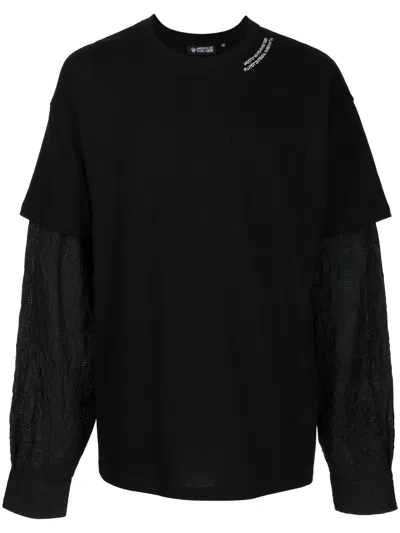 Mostly Heard Rarely Seen Crinkle Layered Long-sleeve T-shirt In Black