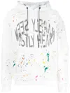 Mostly Heard Rarely Seen Distressed Paint-splattered Hoodie In White