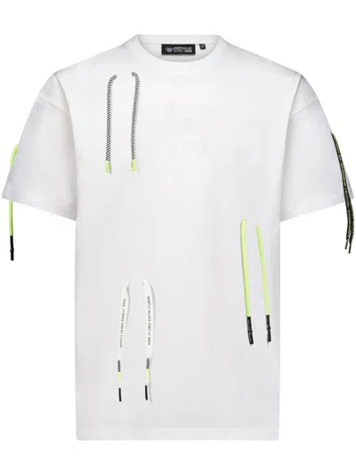 Mostly Heard Rarely Seen Drawstring-embellished Cotton T-shirt In 白色