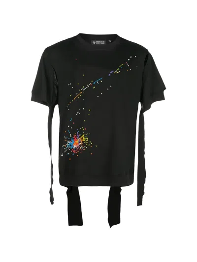 Mostly Heard Rarely Seen Embroidered Deconstructed T-shirt In Black