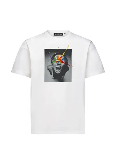 Mostly Heard Rarely Seen Embroidered Graphic-print T-shirt In White