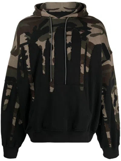 Mostly Heard Rarely Seen Extreme Drip Camouflage-pattern Cotton Hoodie In Black