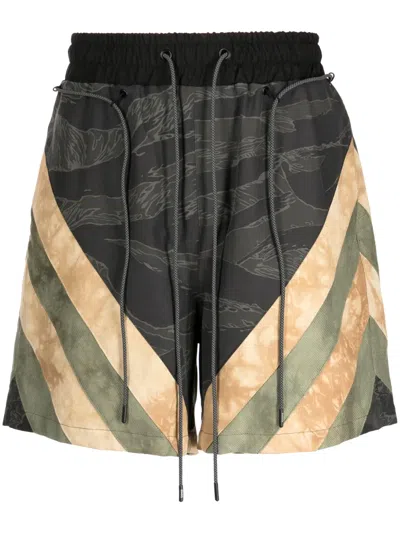 Mostly Heard Rarely Seen Graphic-print Cotton Track Shorts In Multicolour