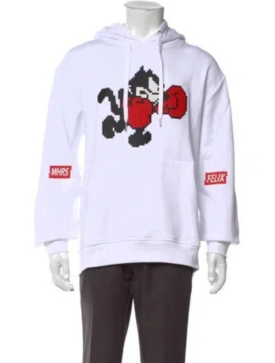 Pre-owned Mostly Heard Rarely Seen Graphic Print Crew Neck Hoodie W/ Tags In White