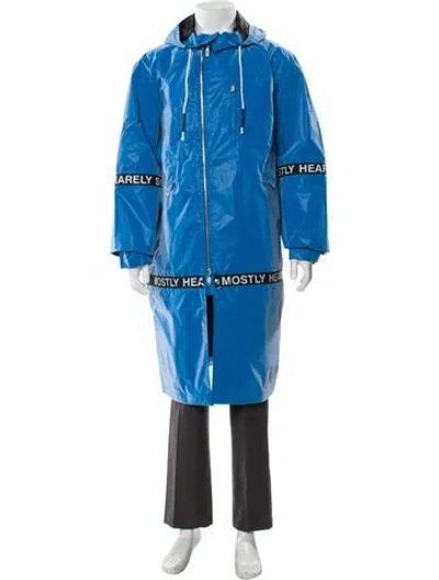 Pre-owned Mostly Heard Rarely Seen Graphic Print Parka In Blue