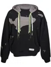 Mostly Heard Rarely Seen Layered Distressed Cotton Hoodie In 黑色