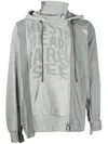 Mostly Heard Rarely Seen Logo-print Asymmetric Hoodie In Grey