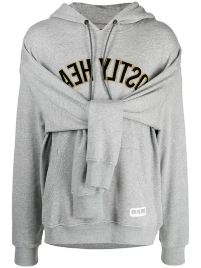 Mostly Heard Rarely Seen Logo-print Cotton Hoodie In Grey