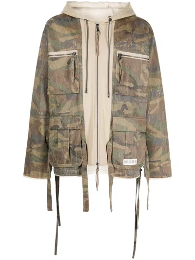 Mostly Heard Rarely Seen M65 Camouflage Zip Hybrid Jacket In Green