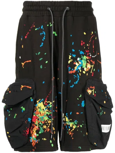 Mostly Heard Rarely Seen Paint-embroidered Cargo Shorts In Black
