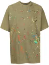 Mostly Heard Rarely Seen Paint-embroidered Cotton T-shirt In Green
