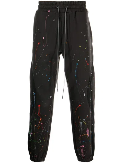 Mostly Heard Rarely Seen Paint-splattered Tapered Joggers In Black