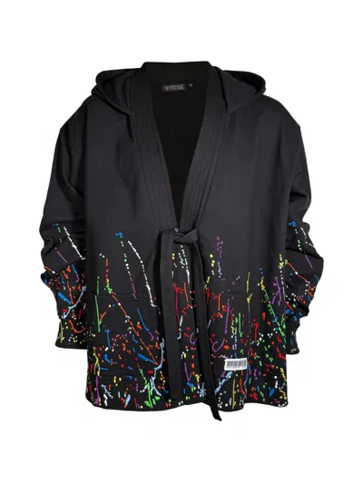 Mostly Heard Rarely Seen Paint-embroidered Kimono Hoodie In Multi