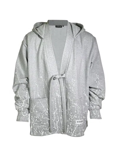 Mostly Heard Rarely Seen Paint-embroidered Kimono Hoodie In Gray