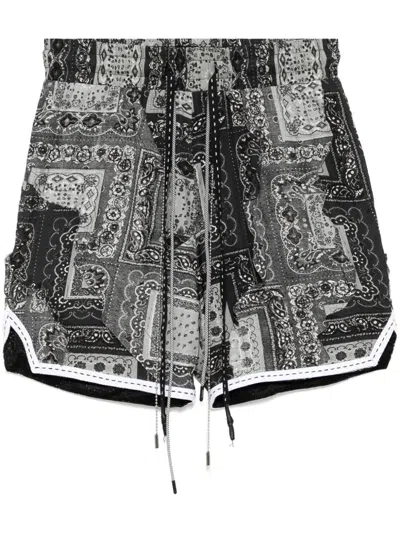 Mostly Heard Rarely Seen Paisley Cut-me-up Shorts In Grey