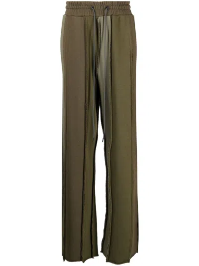 Mostly Heard Rarely Seen Panelled Cotton Track Pants In Green