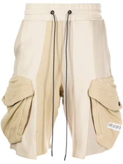 Mostly Heard Rarely Seen Patchwork Cargo Shorts In Brown