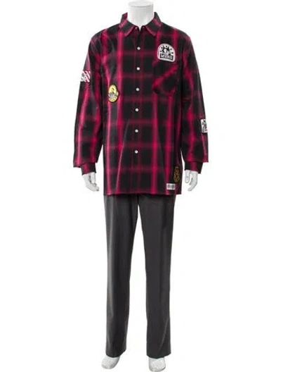 Pre-owned Mostly Heard Rarely Seen Plaid Print Long Sleeve Shirt In Pink