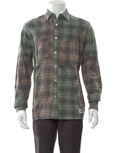 Pre-owned Mostly Heard Rarely Seen Plaid Print Long Sleeve Shirt W/ Tags In Green