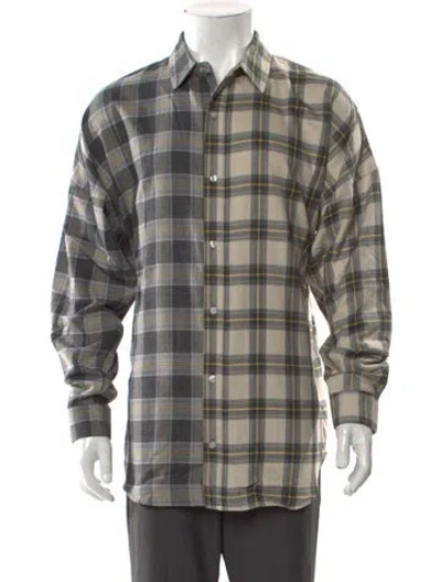 Pre-owned Mostly Heard Rarely Seen Plaid Print Long Sleeve Shirt W/ Tags In Neutral