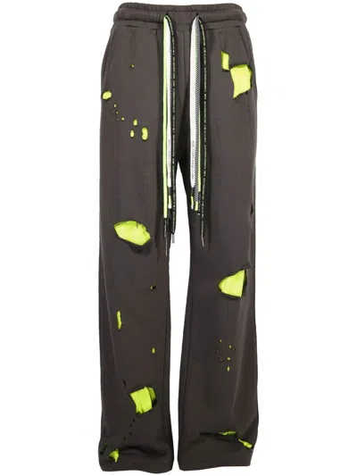 Mostly Heard Rarely Seen Ripped-up Cotton Sweatpants In Grey