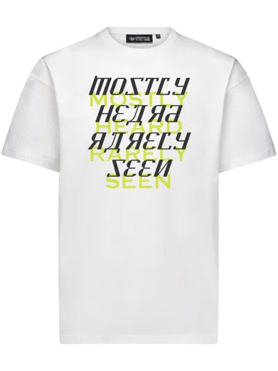 Mostly Heard Rarely Seen Shadow Text Cotton T-shirt In 白色