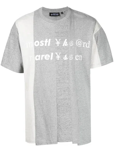 Mostly Heard Rarely Seen Spliced Logo-print Cotton T-shirt In Grey