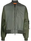 Mostly Heard Rarely Seen Spliced Satin Bomber Jacket In Green