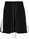 Mostly Heard Rarely Seen Striped Panelled Cotton Track Shorts In Black