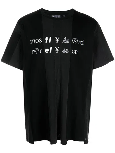 Mostly Heard Rarely Seen Text Print Cottont-shirt In Black