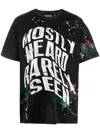 Mostly Heard Rarely Seen Warped-text Paint T-shirt In Black