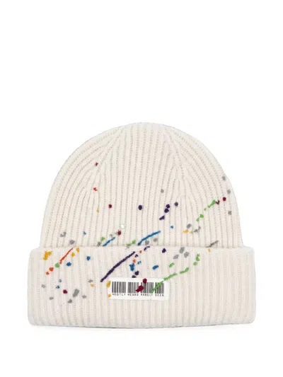 Mostly Heard Rarely Seen Whiplash Barcode Beanie Hat In White
