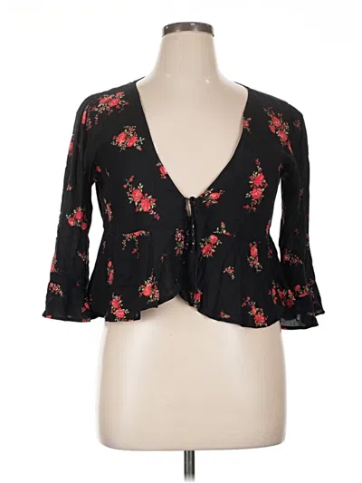 Pre-owned Motel 3/4 Sleeve Blouse In Black