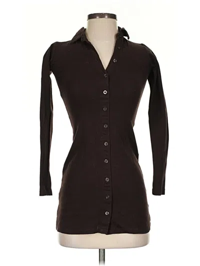 Pre-owned Motel 3/4 Sleeve Button Down Shirt In Brown