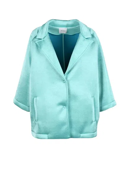 Motel Aqua Cropped Polyester Jacket In Blue