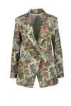 Motel Beige/green Patterned Jacket In Multi