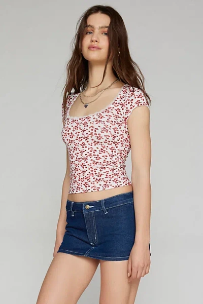 Motel Bovillo Top In Summer Strawberry, Women's At Urban Outfitters In White