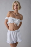 Motel Corazon Cotton Eyelet Lace Trim Mini Skirt In White, Women's At Urban Outfitters In White