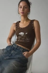 Motel Daxio American Dream Graphic Studded Tank Top In Brown, Women's At Urban Outfitters