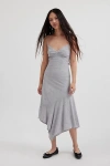 Motel Devon Asymmetric Midi Dress In Light Grey, Women's At Urban Outfitters In Light Grey