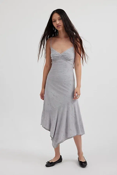 Motel Devon Asymmetric Midi Dress In Light Grey, Women's At Urban Outfitters