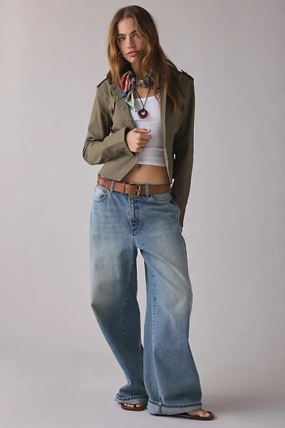 Motel Diranda Cropped Khaki Military Jacket In Khaki, Women's At Urban Outfitters In Green