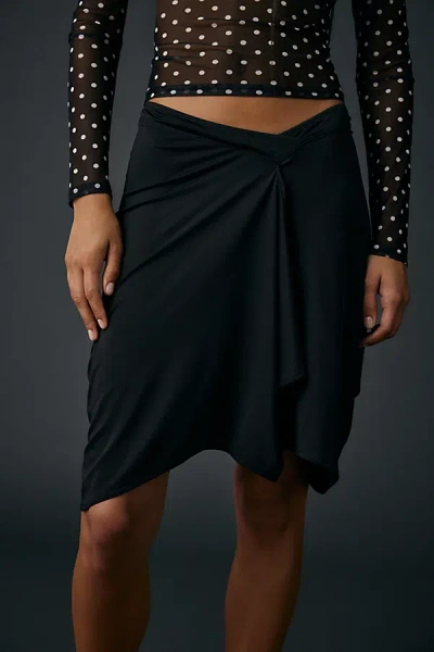 Motel Esmeray Asymmetric Ruffle Low-rise Knee Length Skirt In Black, Women's At Urban Outfitters