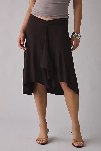 Motel Esmeray Asymmetric Ruffle Low-rise Knee Length Skirt In Brown, Women's At Urban Outfitters